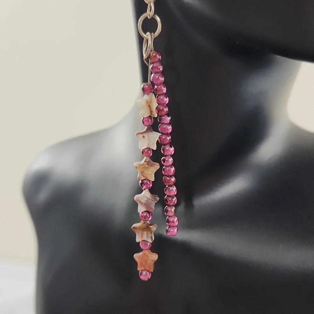 Purple stone drop earrings - Picture 4 of 6